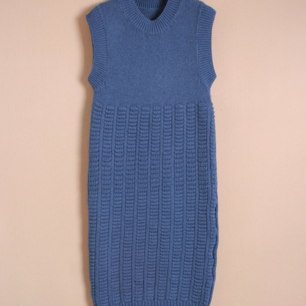 Blue Sleeveless Knit Dress